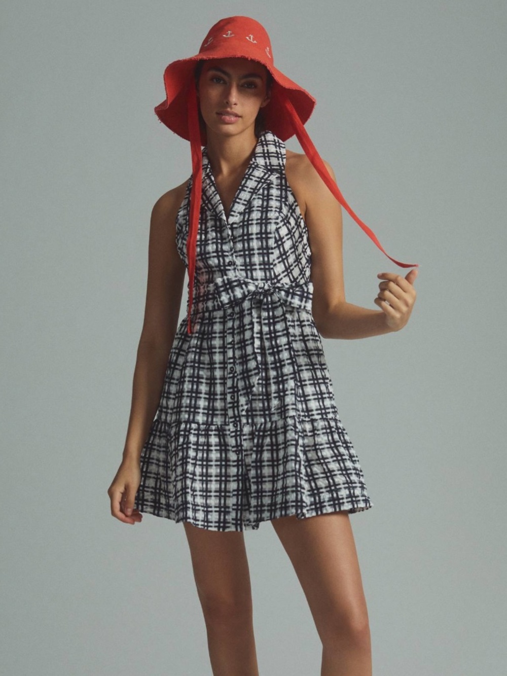 Anthropologie Maeve Plaid Mini Shirt Flounce Dress